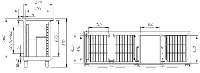 Стол холодильный Polus T57 M3-1-G 0430-1(2)9 (BAR-360С Сarboma)