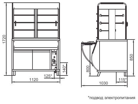 Прилавок-витрина тепловой Abat ПВТ-70М
