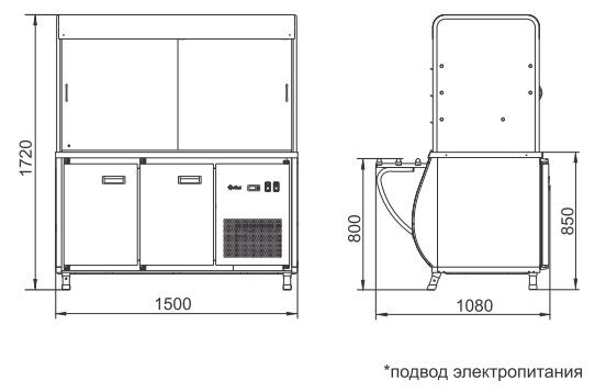 Прилавок-витрина холодильный Abat ПВВ(Н)-70М-С-ОК